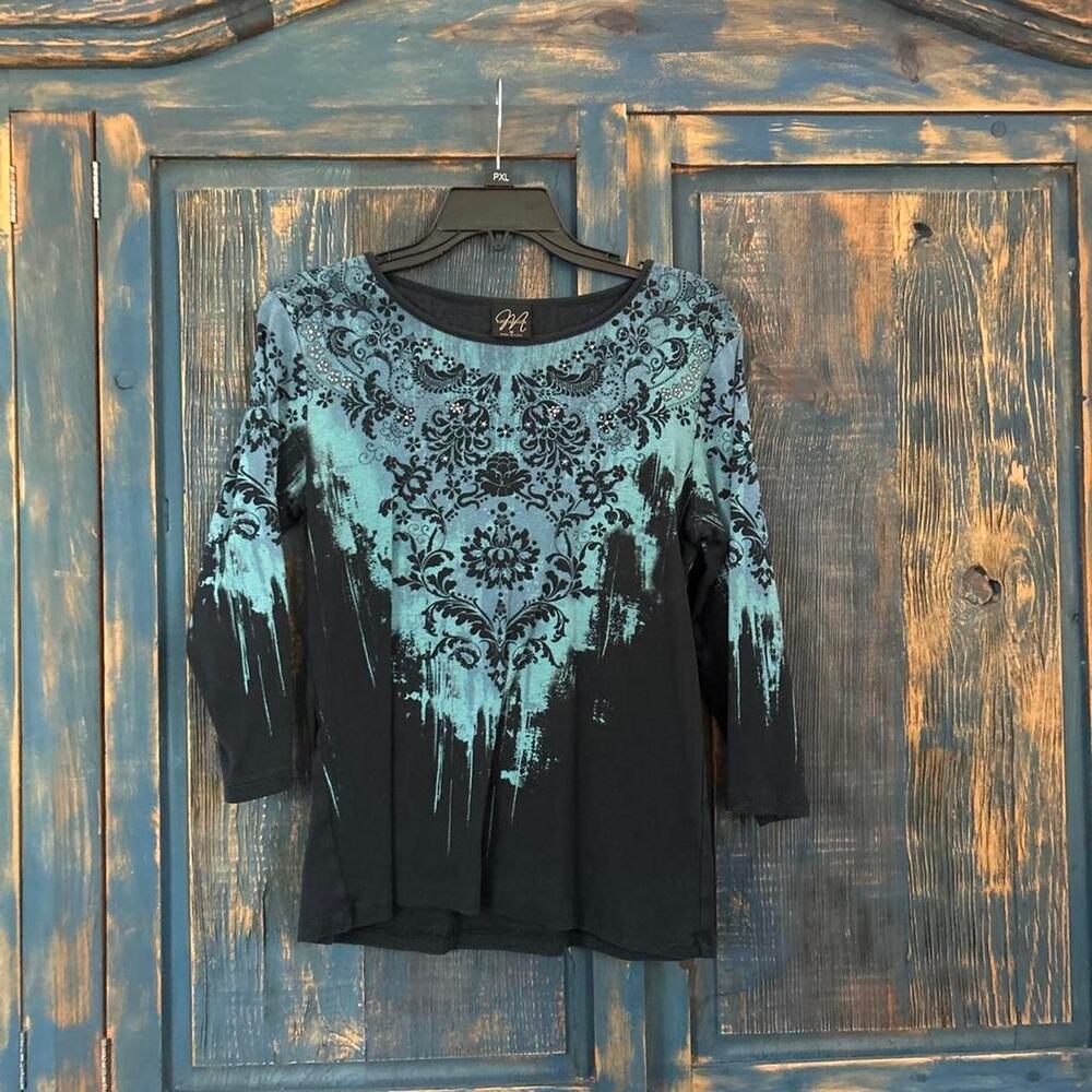 Black and blue paisley print